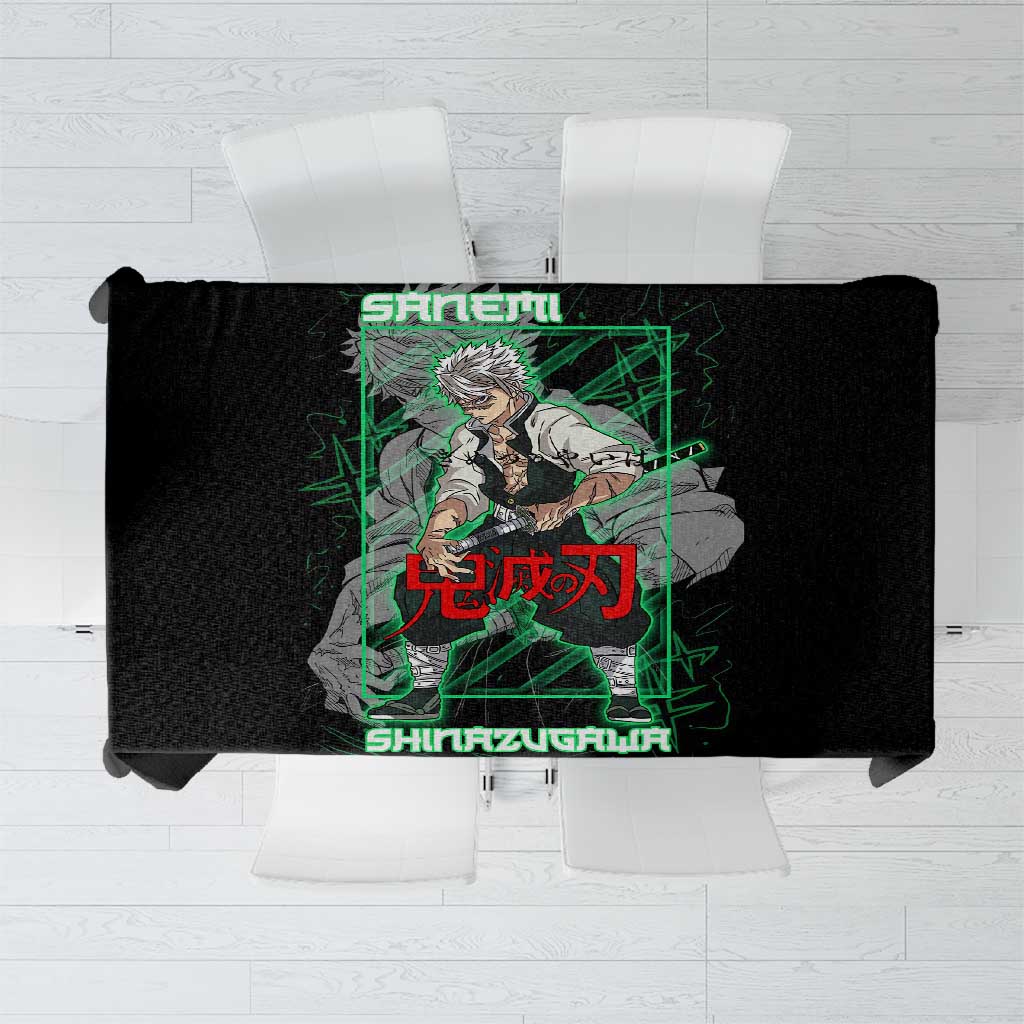 Shinazugawa Sanemi Demon Slayer Tablecloth with Green and Black Grid Style Design - The Mazicc