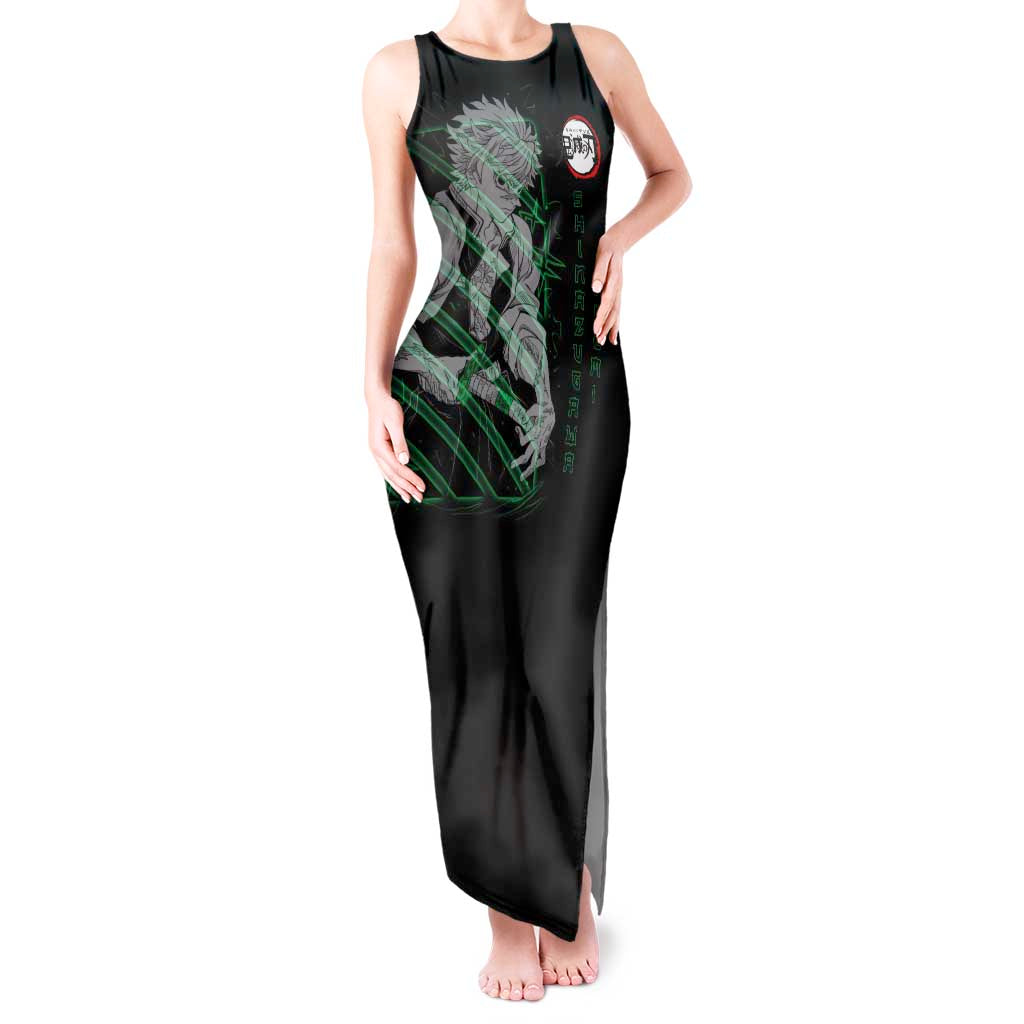 Shinazugawa Sanemi Demon Slayer Tank Maxi Dress with Green and Black Grid Style Design - The Mazicc