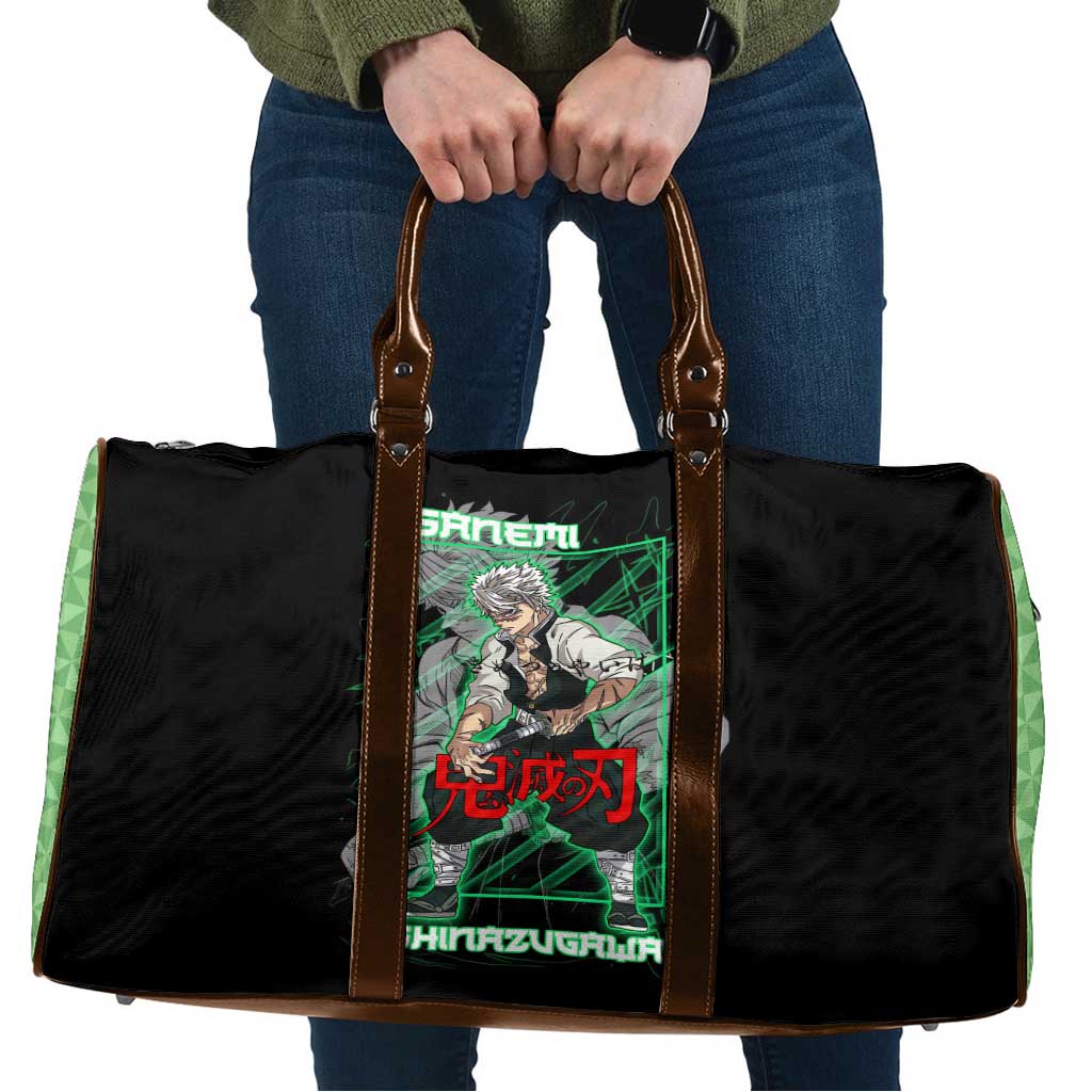 Shinazugawa Sanemi Demon Slayer Travel Bag with Green and Black Grid Style Design - The Mazicc