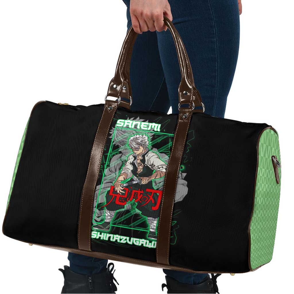Shinazugawa Sanemi Demon Slayer Travel Bag with Green and Black Grid Style Design - The Mazicc