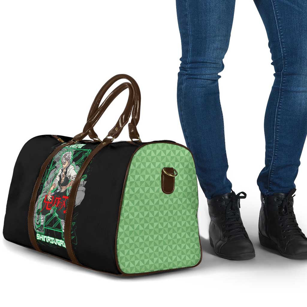 Shinazugawa Sanemi Demon Slayer Travel Bag with Green and Black Grid Style Design - The Mazicc