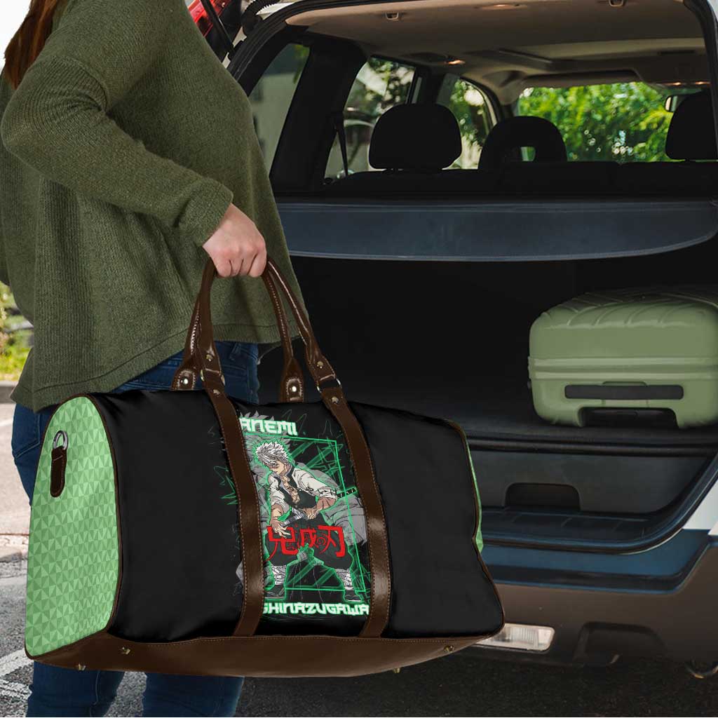 Shinazugawa Sanemi Demon Slayer Travel Bag with Green and Black Grid Style Design - The Mazicc