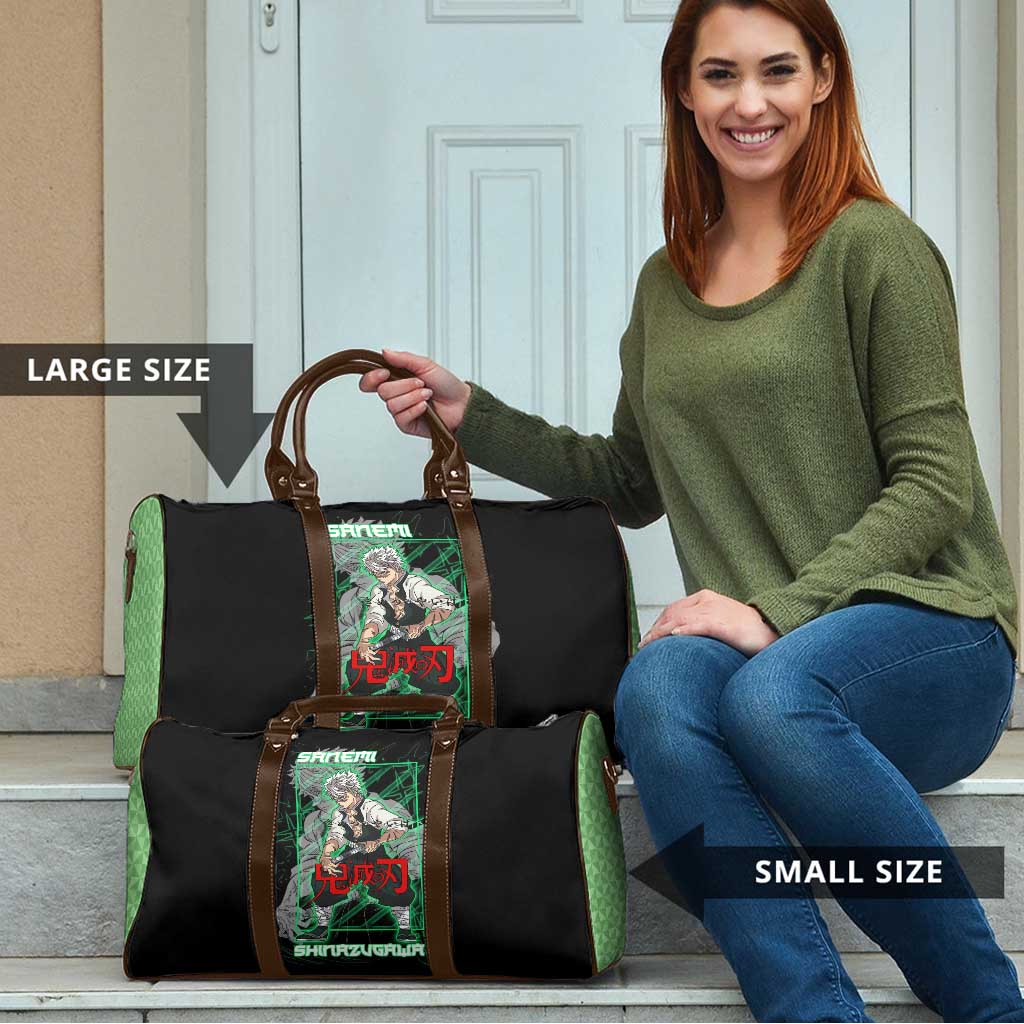 Shinazugawa Sanemi Demon Slayer Travel Bag with Green and Black Grid Style Design - The Mazicc