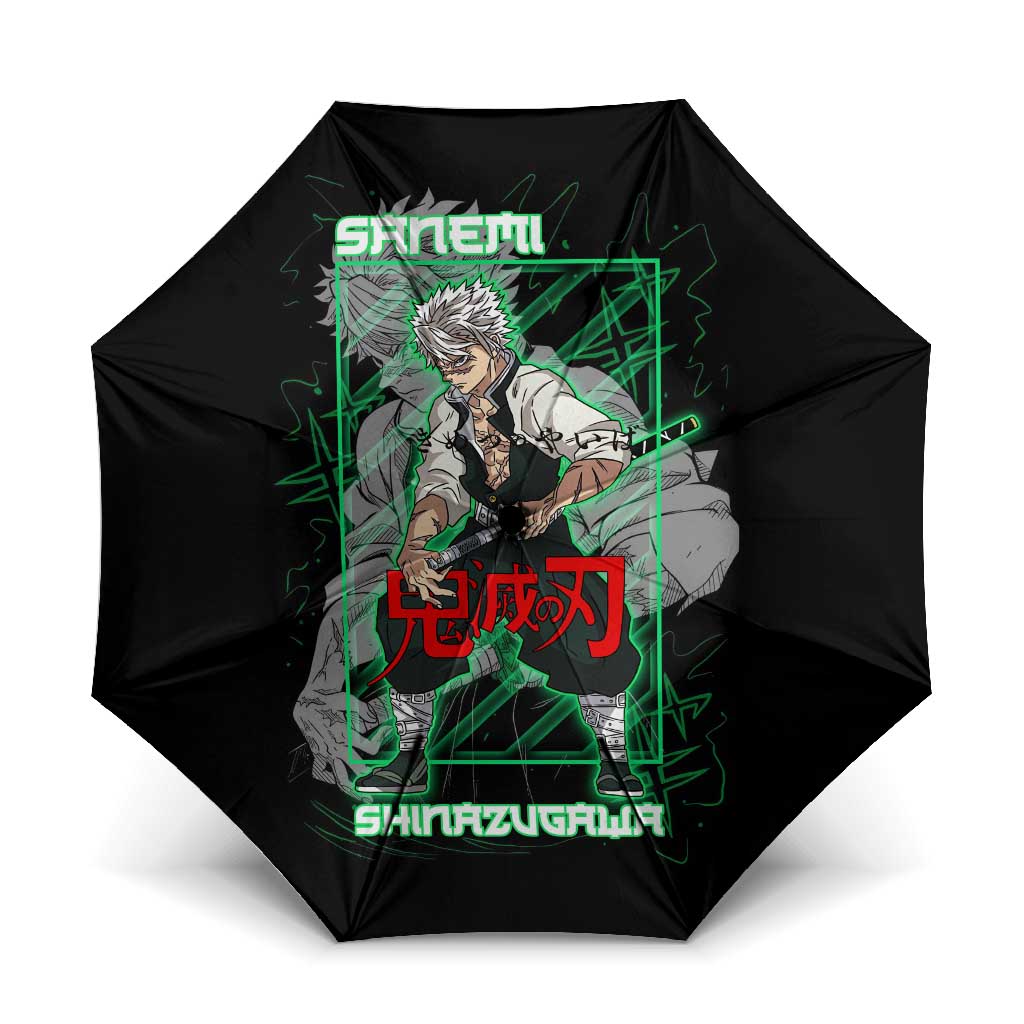 Shinazugawa Sanemi Demon Slayer Umbrella with Green and Black Grid Style Design - The Mazicc