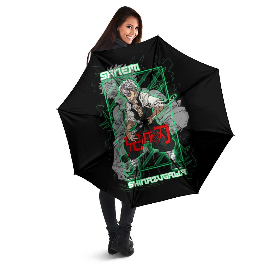 Shinazugawa Sanemi Demon Slayer Umbrella with Green and Black Grid Style Design - The Mazicc