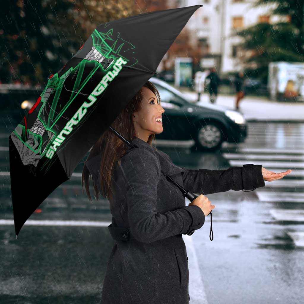 Shinazugawa Sanemi Demon Slayer Umbrella with Green and Black Grid Style Design - The Mazicc