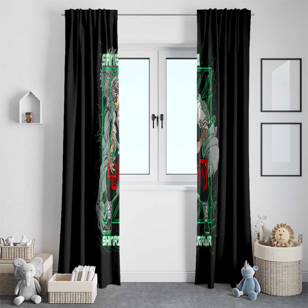 Shinazugawa Sanemi Demon Slayer Window Curtain with Green and Black Grid Style Design - The Mazicc
