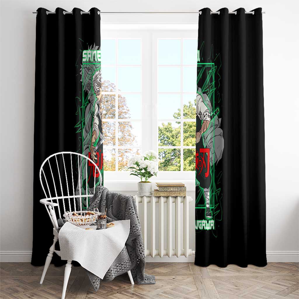 Shinazugawa Sanemi Demon Slayer Window Curtain with Green and Black Grid Style Design - The Mazicc