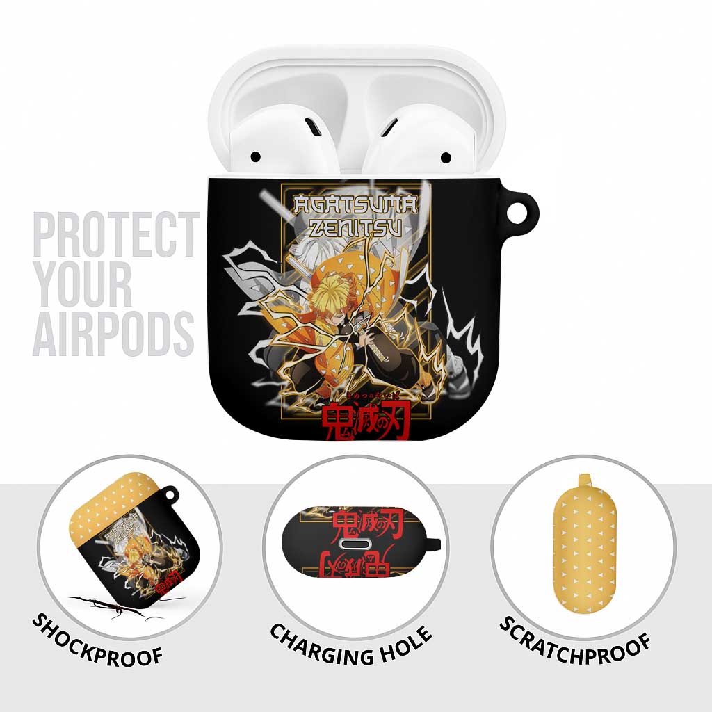 Agatsuma Zenitsu Demon Slayer AirPods Case with Yellow and Black Lightning Style Design - The Mazicc
