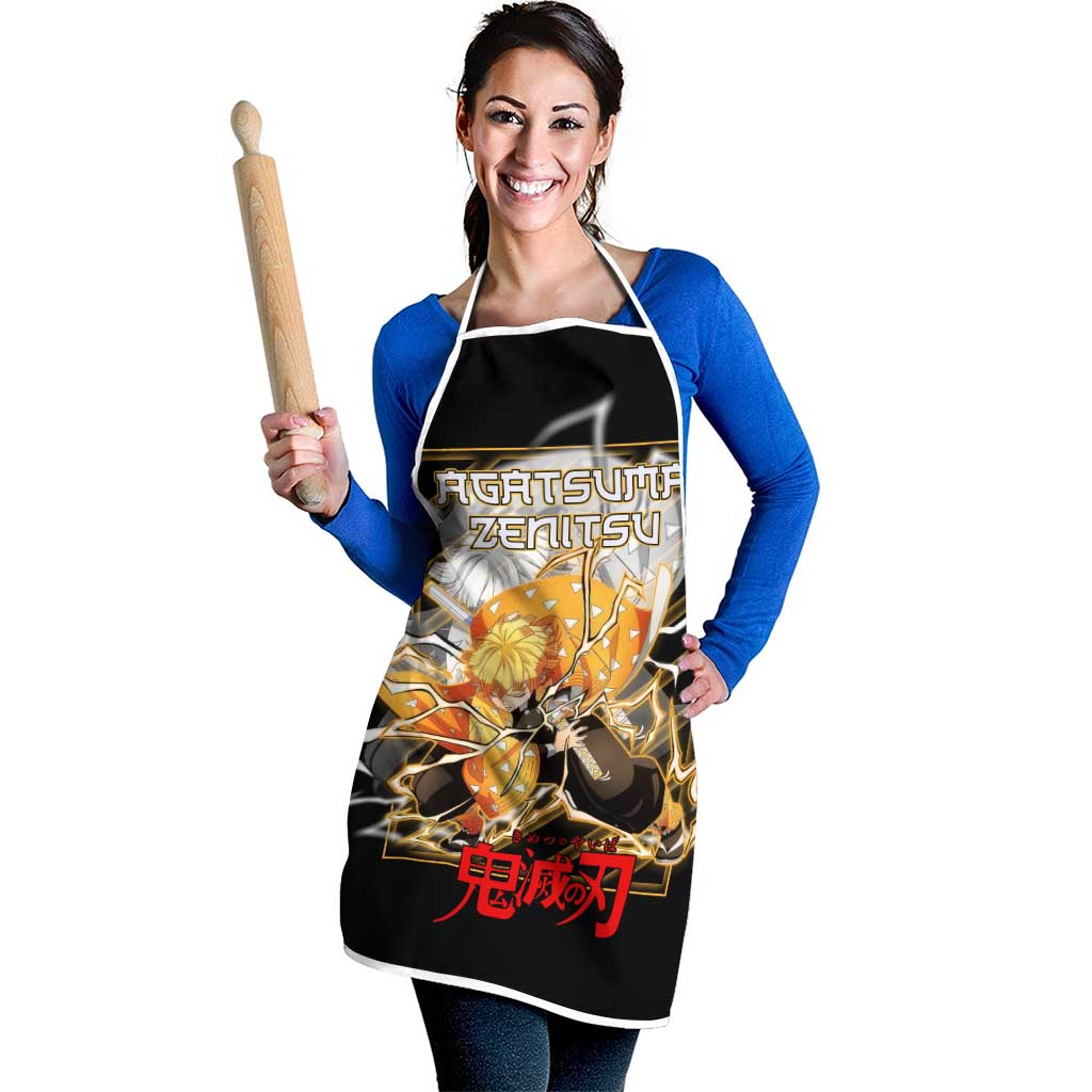 Agatsuma Zenitsu Demon Slayer Apron with Yellow and Black Lightning Style Design - The Mazicc