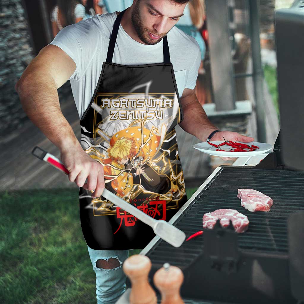 Agatsuma Zenitsu Demon Slayer Apron with Yellow and Black Lightning Style Design - The Mazicc