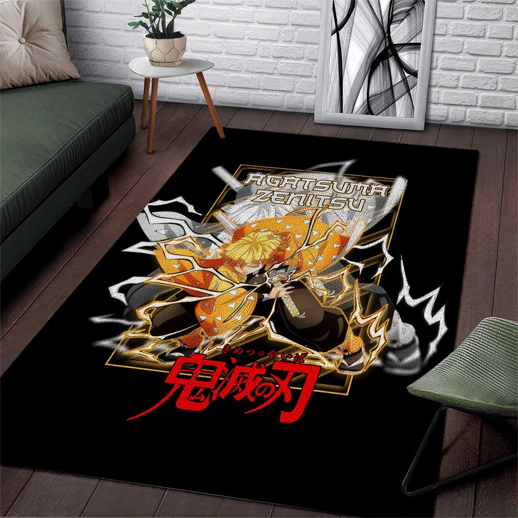 Agatsuma Zenitsu Demon Slayer Area Rug with Yellow and Black Lightning Style Design - The Mazicc