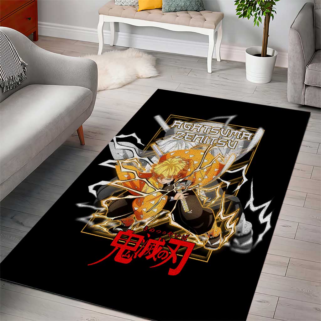 Agatsuma Zenitsu Demon Slayer Area Rug with Yellow and Black Lightning Style Design - The Mazicc