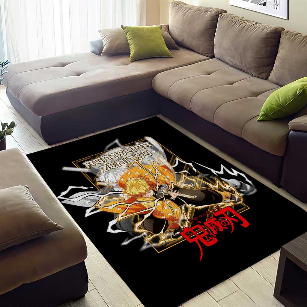 Agatsuma Zenitsu Demon Slayer Area Rug with Yellow and Black Lightning Style Design - The Mazicc