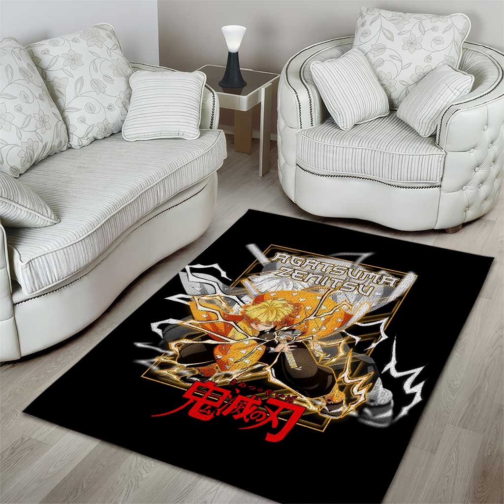 Agatsuma Zenitsu Demon Slayer Area Rug with Yellow and Black Lightning Style Design - The Mazicc