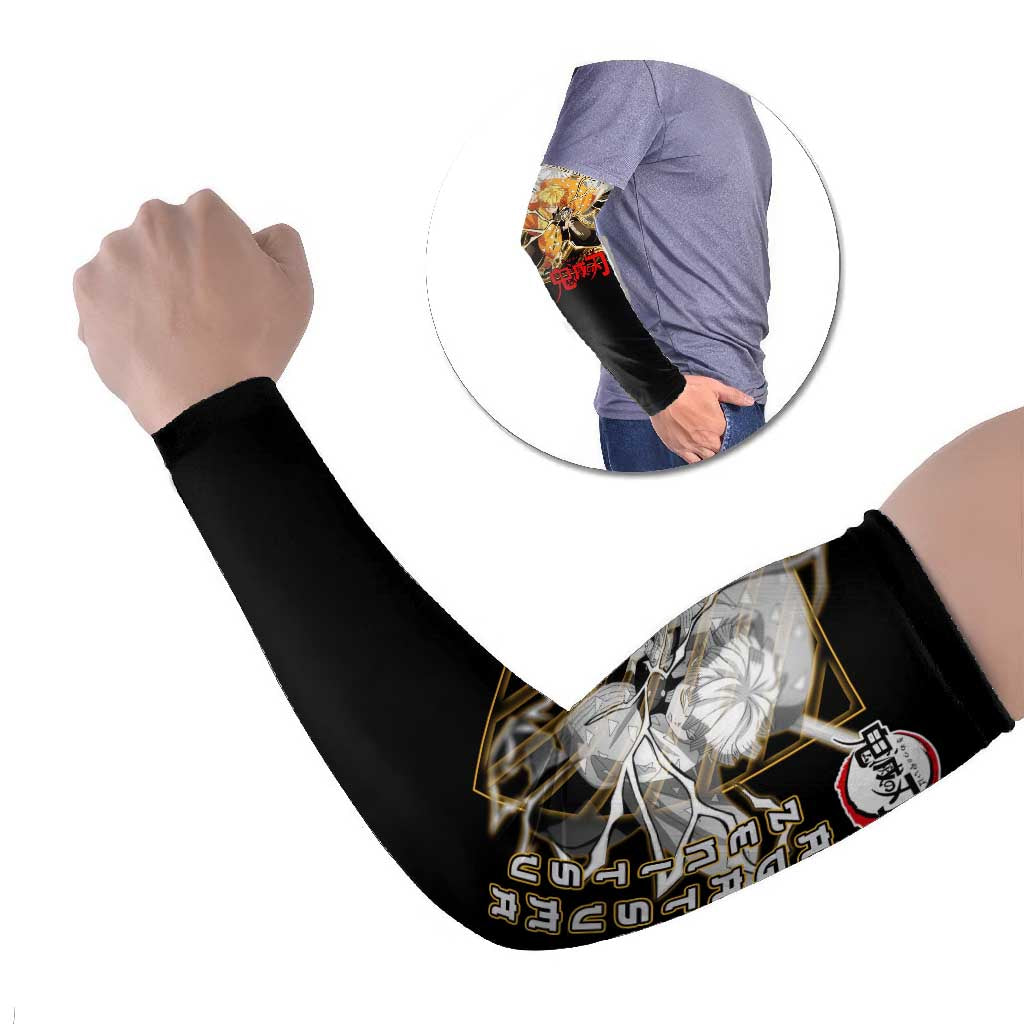 Agatsuma Zenitsu Demon Slayer Arm Sleeves with Yellow and Black Lightning Style Design - The Mazicc