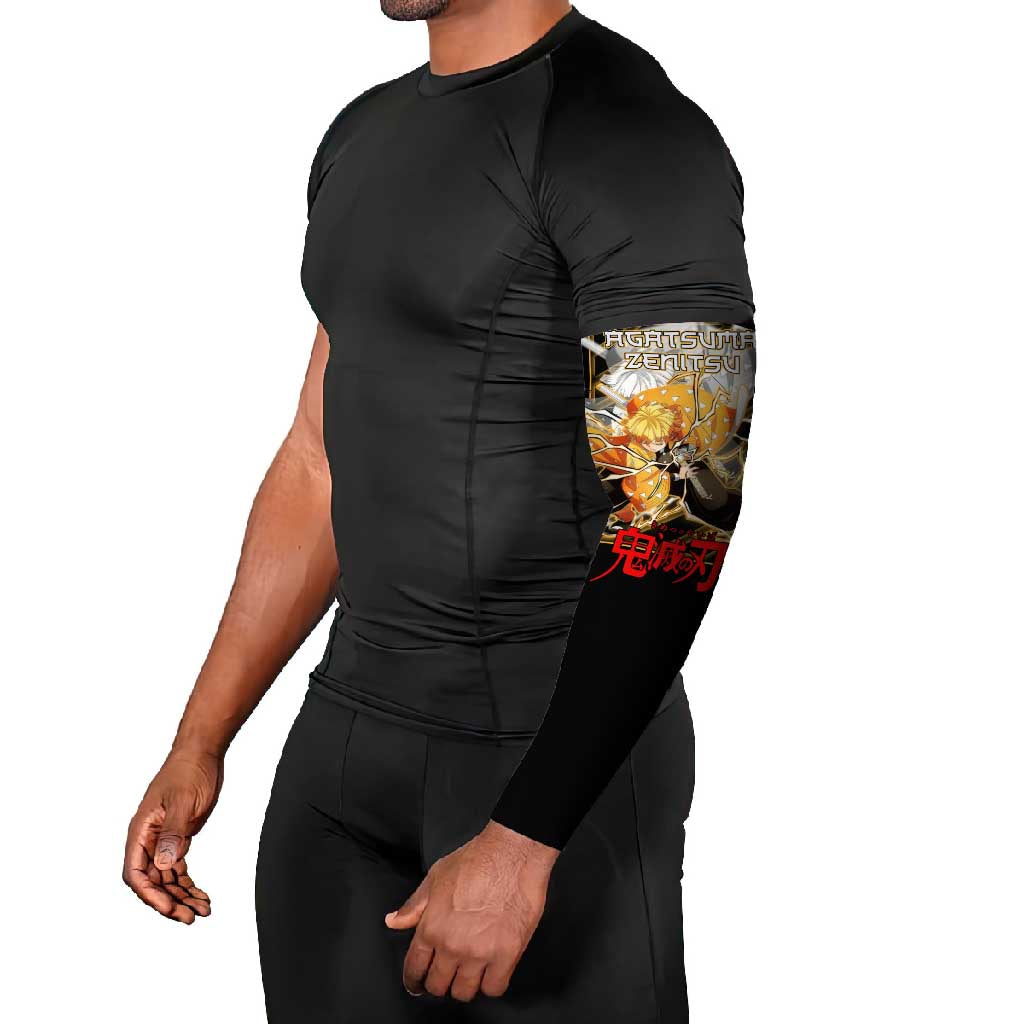 Agatsuma Zenitsu Demon Slayer Arm Sleeves with Yellow and Black Lightning Style Design - The Mazicc