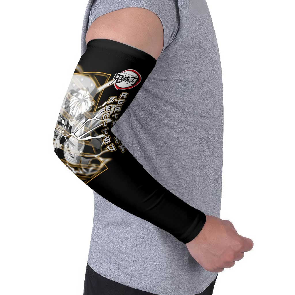 Agatsuma Zenitsu Demon Slayer Arm Sleeves with Yellow and Black Lightning Style Design - The Mazicc