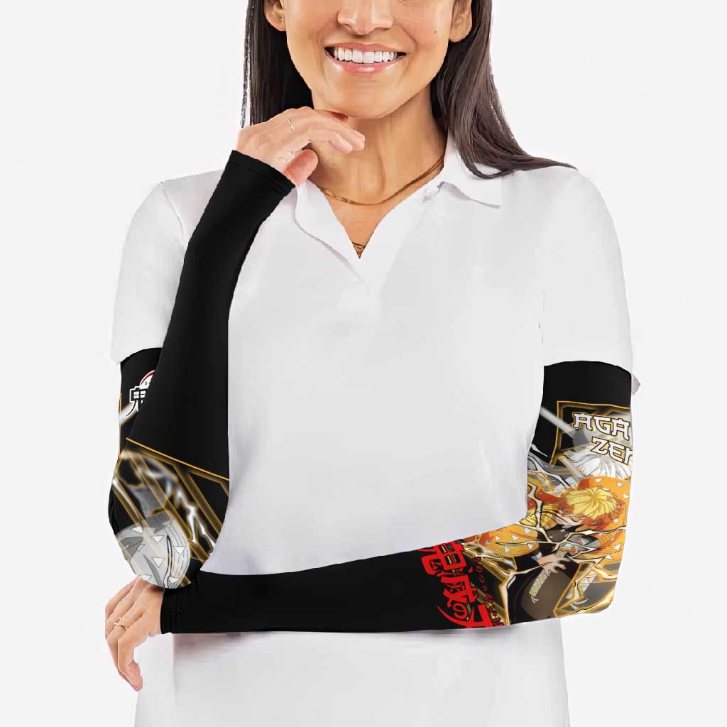 Agatsuma Zenitsu Demon Slayer Arm Sleeves with Yellow and Black Lightning Style Design - The Mazicc