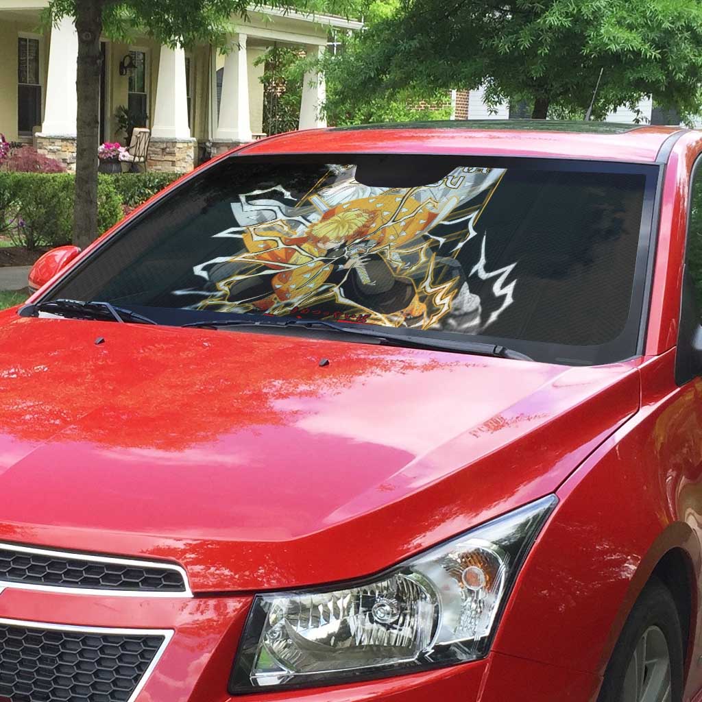 Agatsuma Zenitsu Demon Slayer Auto Sun Shade with Yellow and Black Lightning Style Design - The Mazicc