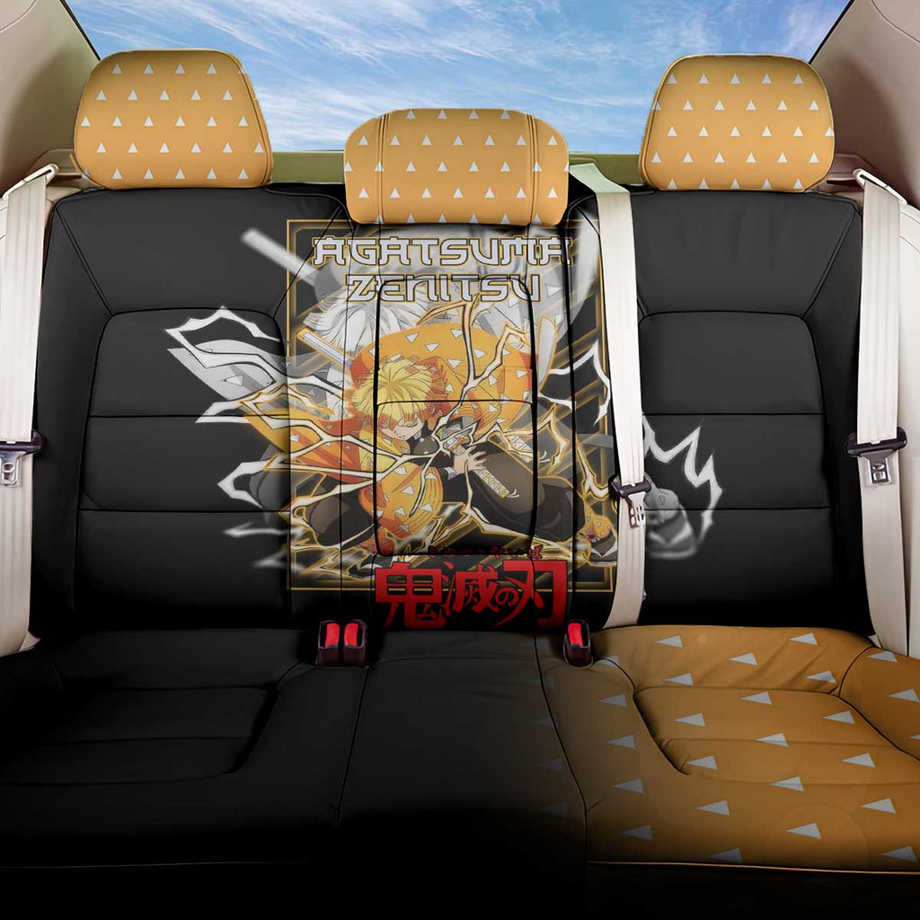 Agatsuma Zenitsu Demon Slayer Back Car Seat Cover with Yellow and Black Lightning Style Design - The Mazicc