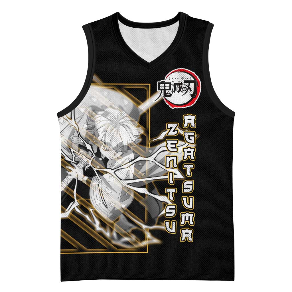 Agatsuma Zenitsu Demon Slayer Basketball Jersey with Yellow and Black Lightning Style Design - The Mazicc