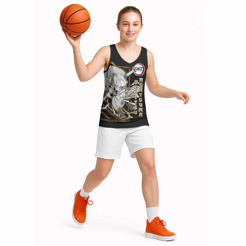 Agatsuma Zenitsu Demon Slayer Basketball Jersey with Yellow and Black Lightning Style Design - The Mazicc