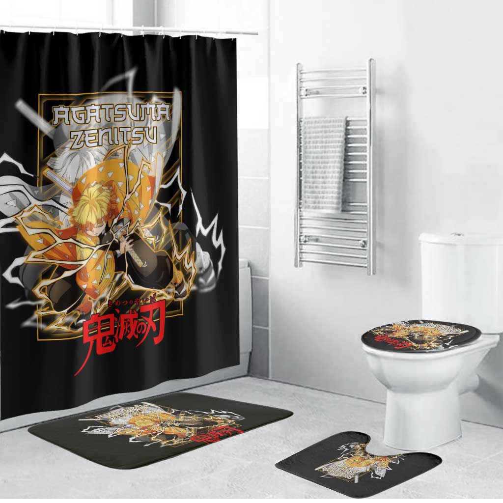 Agatsuma Zenitsu Demon Slayer Bathroom Set with Yellow and Black Lightning Style Design - The Mazicc