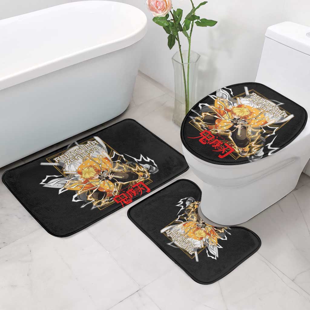 Agatsuma Zenitsu Demon Slayer Bathroom Set with Yellow and Black Lightning Style Design - The Mazicc