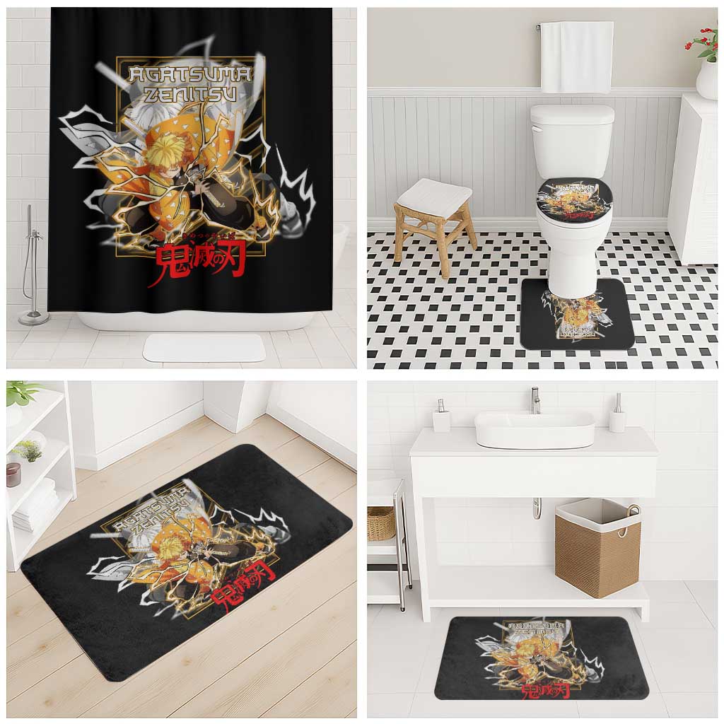 Agatsuma Zenitsu Demon Slayer Bathroom Set with Yellow and Black Lightning Style Design - The Mazicc