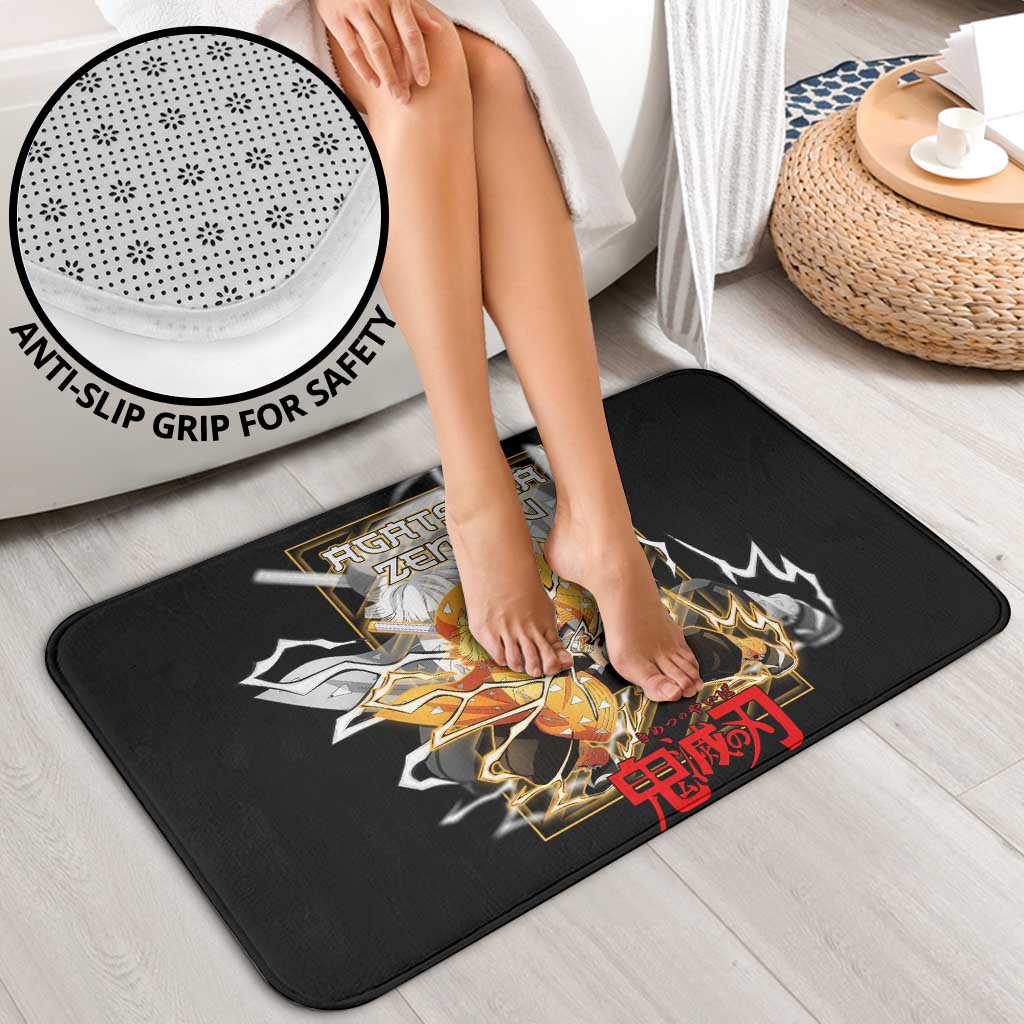 Agatsuma Zenitsu Demon Slayer Bathroom Set with Yellow and Black Lightning Style Design - The Mazicc