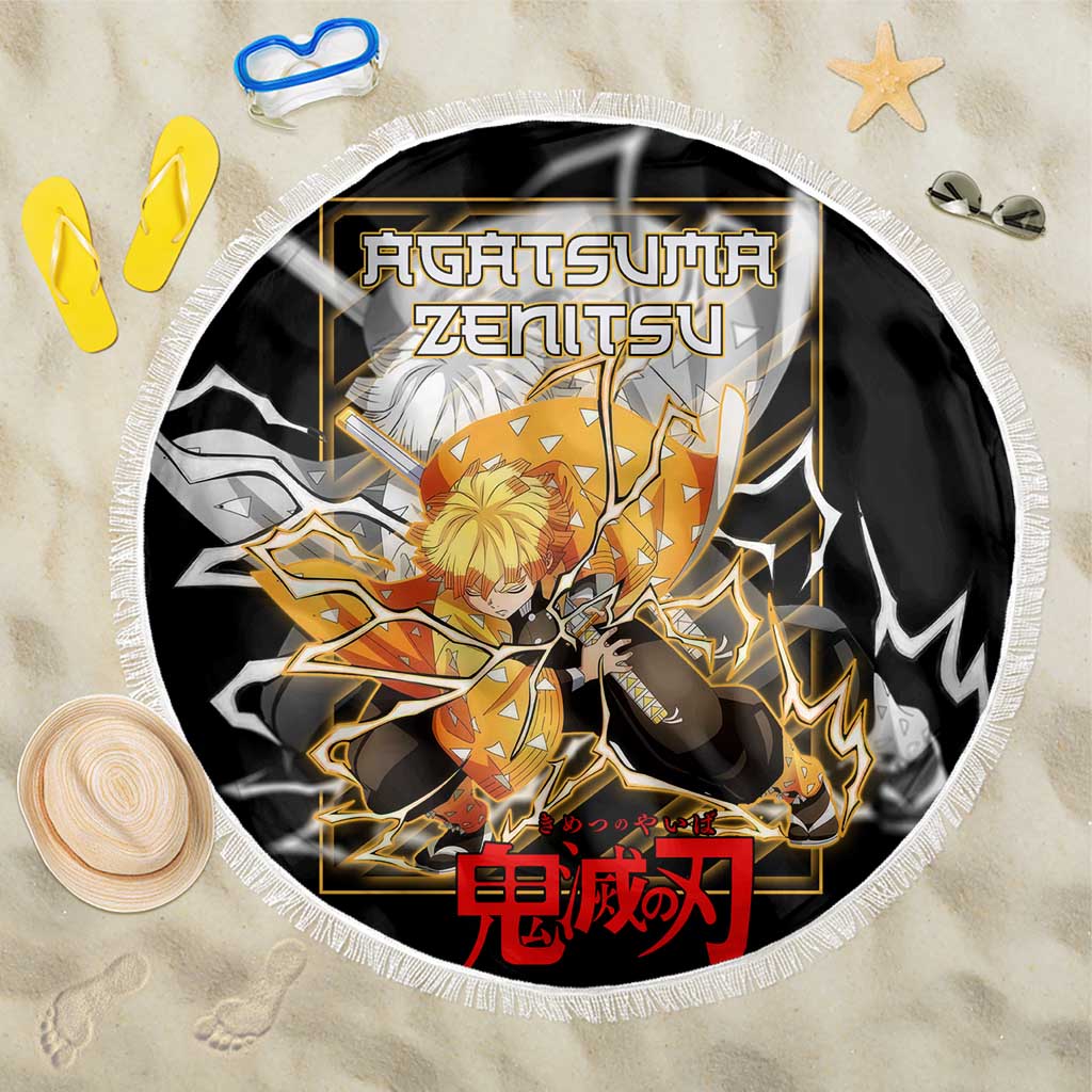 Agatsuma Zenitsu Demon Slayer Beach Blanket with Yellow and Black Lightning Style Design - The Mazicc