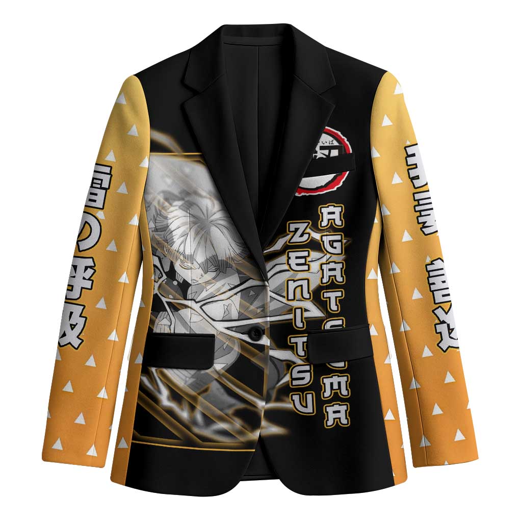Agatsuma Zenitsu Demon Slayer Blazer with Yellow and Black Lightning Style Design - The Mazicc