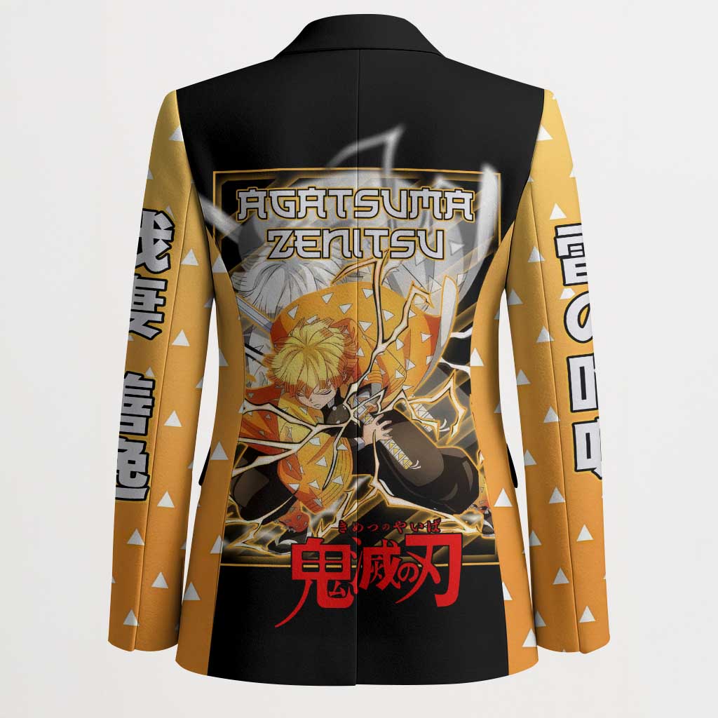 Agatsuma Zenitsu Demon Slayer Blazer with Yellow and Black Lightning Style Design - The Mazicc