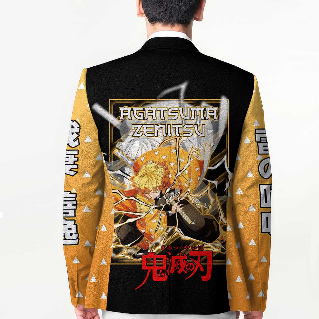 Agatsuma Zenitsu Demon Slayer Blazer with Yellow and Black Lightning Style Design - The Mazicc