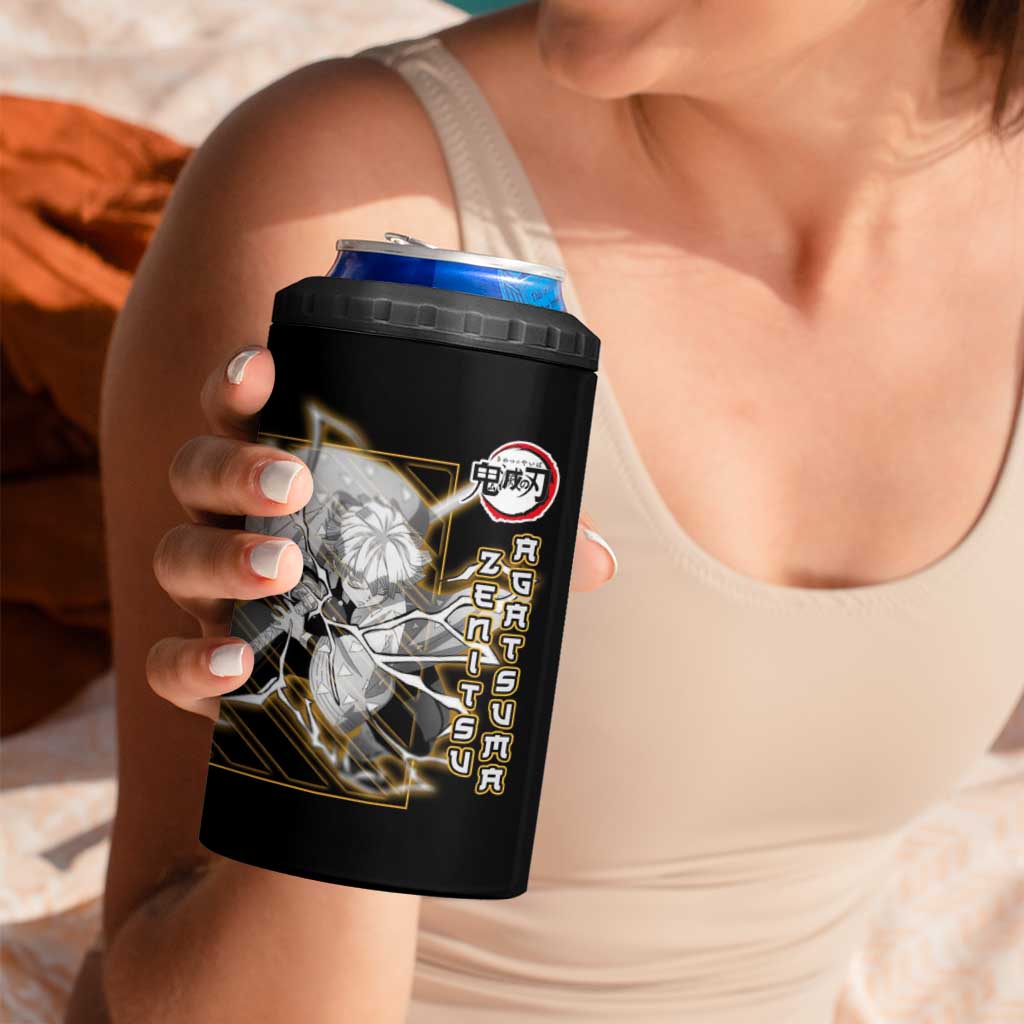 Agatsuma Zenitsu Demon Slayer 4 in 1 Can Cooler Tumbler with Yellow and Black Lightning Style Design - The Mazicc