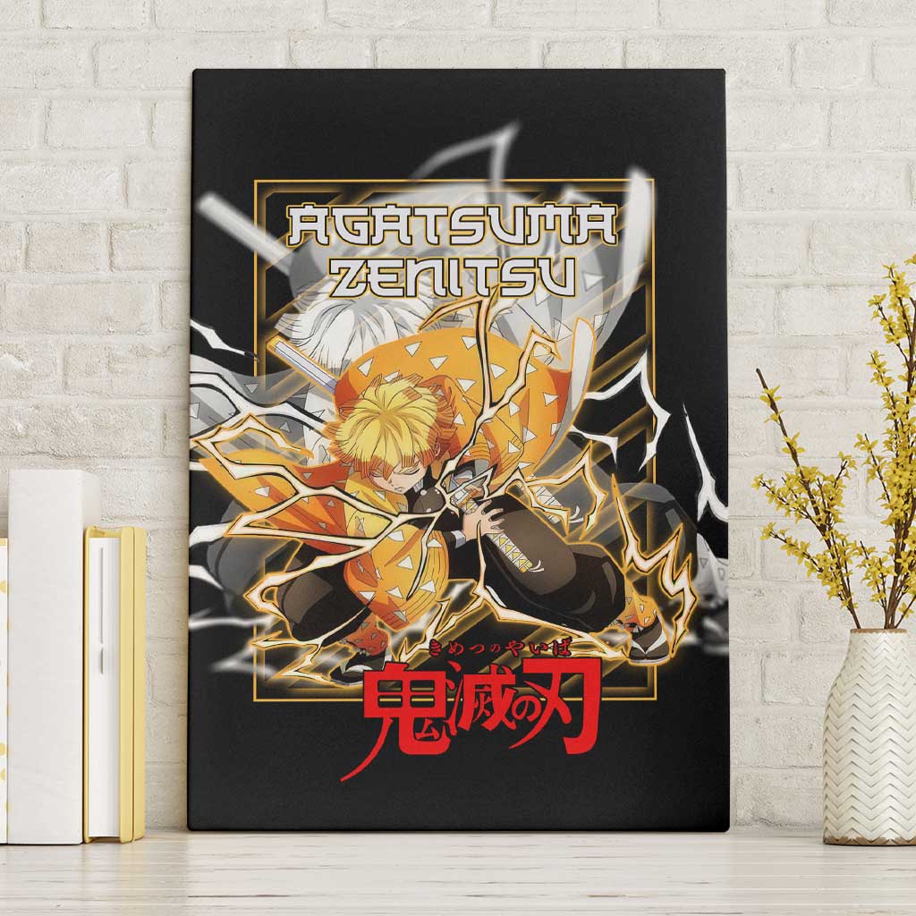 Agatsuma Zenitsu Demon Slayer Canvas Wall Art with Yellow and Black Lightning Style Design - The Mazicc