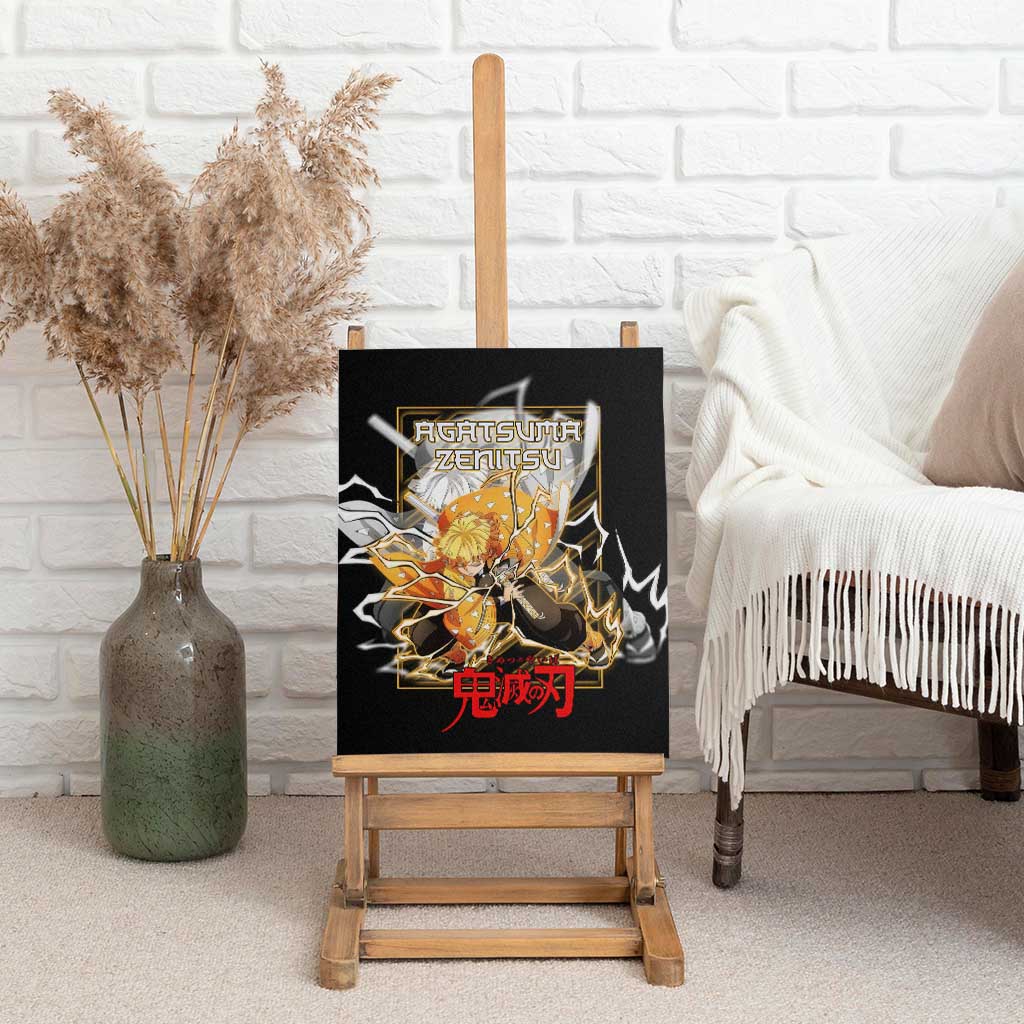 Agatsuma Zenitsu Demon Slayer Canvas Wall Art with Yellow and Black Lightning Style Design - The Mazicc