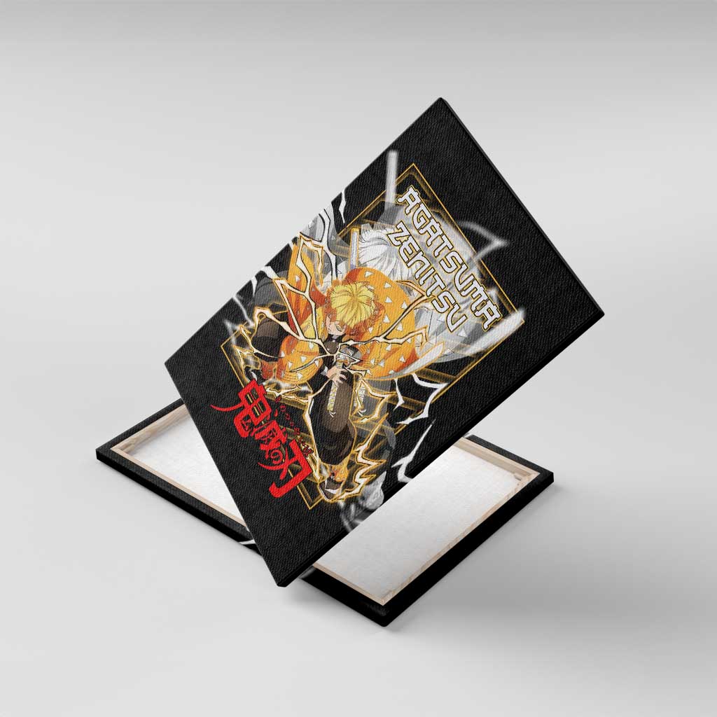 Agatsuma Zenitsu Demon Slayer Canvas Wall Art with Yellow and Black Lightning Style Design - The Mazicc