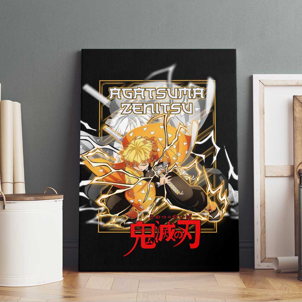 Agatsuma Zenitsu Demon Slayer Canvas Wall Art with Yellow and Black Lightning Style Design - The Mazicc