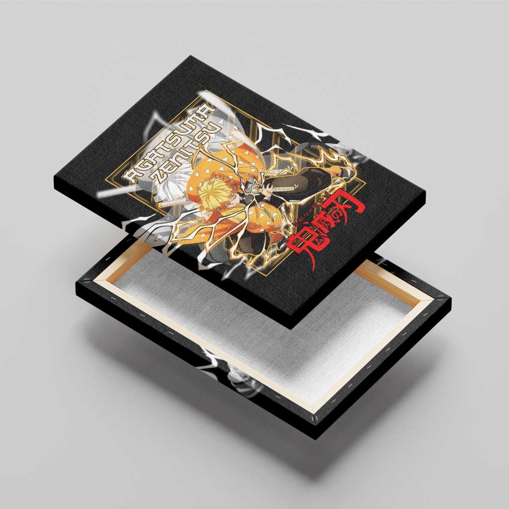 Agatsuma Zenitsu Demon Slayer Canvas Wall Art with Yellow and Black Lightning Style Design - The Mazicc