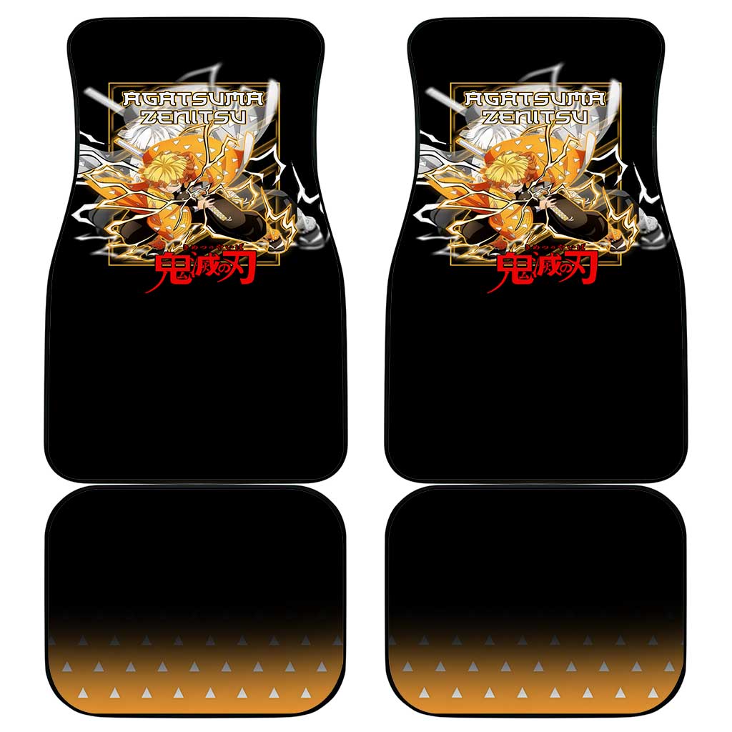 Agatsuma Zenitsu Demon Slayer Car Mats with Yellow and Black Lightning Style Design - The Mazicc