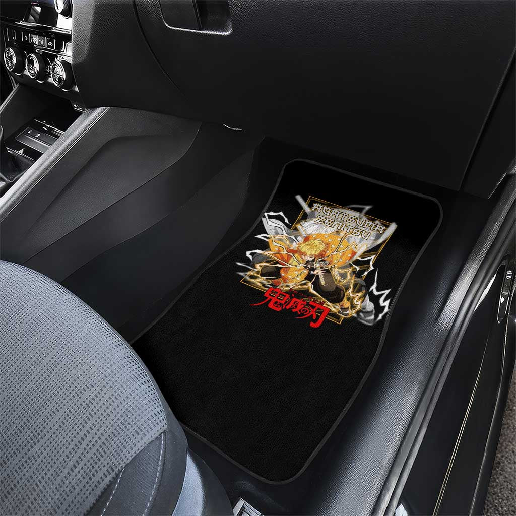 Agatsuma Zenitsu Demon Slayer Car Mats with Yellow and Black Lightning Style Design - The Mazicc