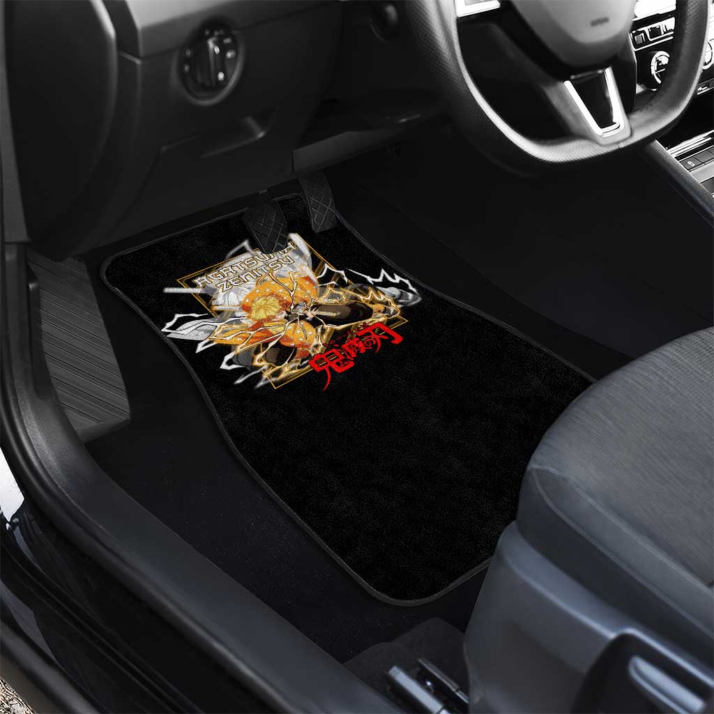 Agatsuma Zenitsu Demon Slayer Car Mats with Yellow and Black Lightning Style Design - The Mazicc