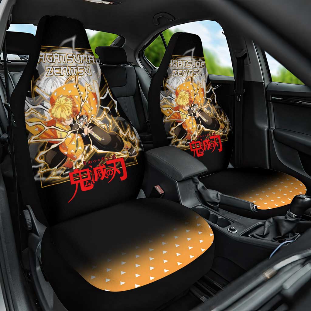 Agatsuma Zenitsu Demon Slayer Car Seat Cover with Yellow and Black Lightning Style Design - The Mazicc