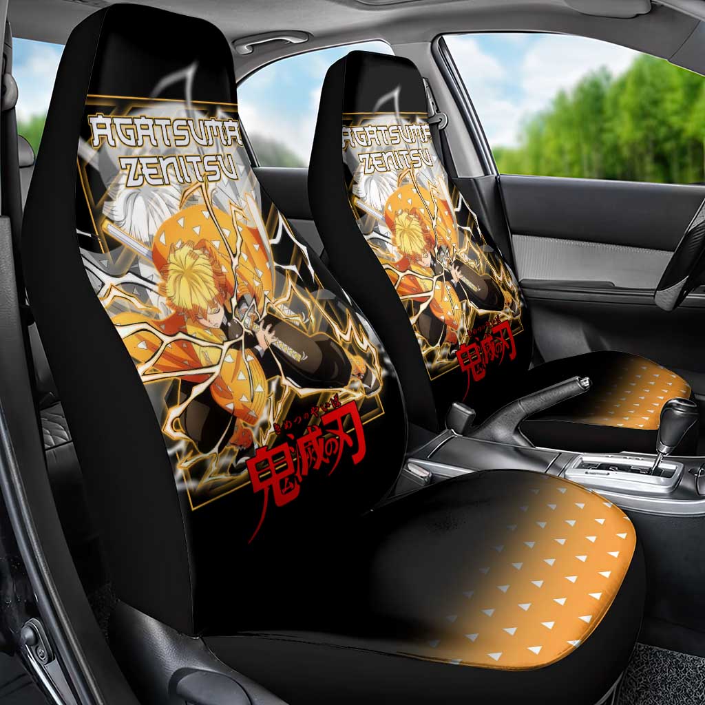 Agatsuma Zenitsu Demon Slayer Car Seat Cover with Yellow and Black Lightning Style Design - The Mazicc