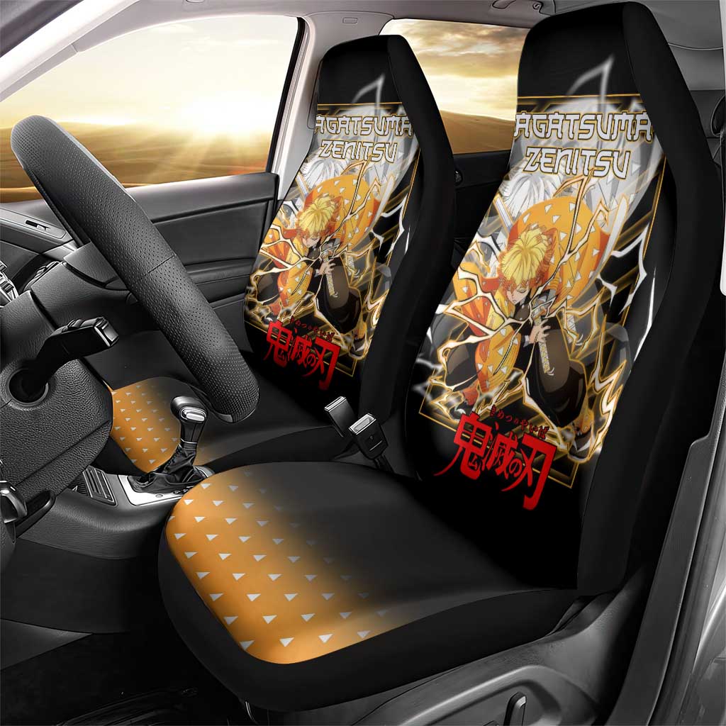 Agatsuma Zenitsu Demon Slayer Car Seat Cover with Yellow and Black Lightning Style Design - The Mazicc