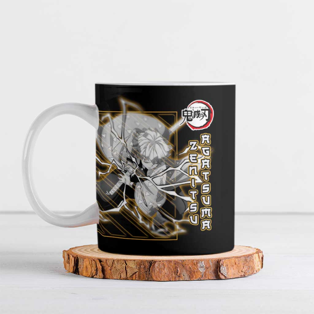 Agatsuma Zenitsu Demon Slayer Ceramic Mug with Yellow and Black Lightning Style Design - The Mazicc