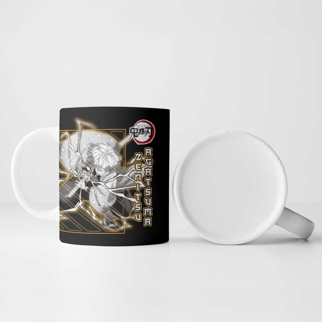Agatsuma Zenitsu Demon Slayer Ceramic Mug with Yellow and Black Lightning Style Design - The Mazicc