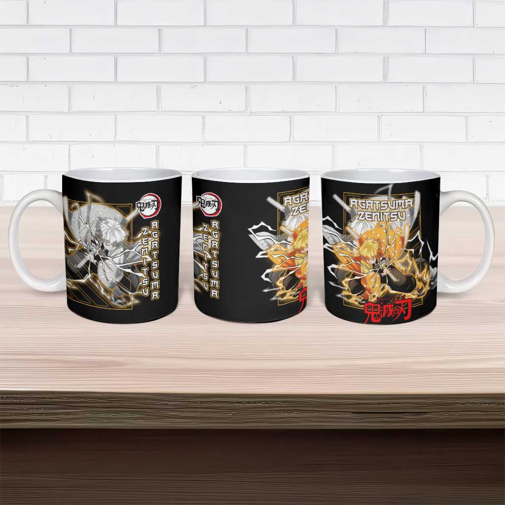 Agatsuma Zenitsu Demon Slayer Ceramic Mug with Yellow and Black Lightning Style Design - The Mazicc